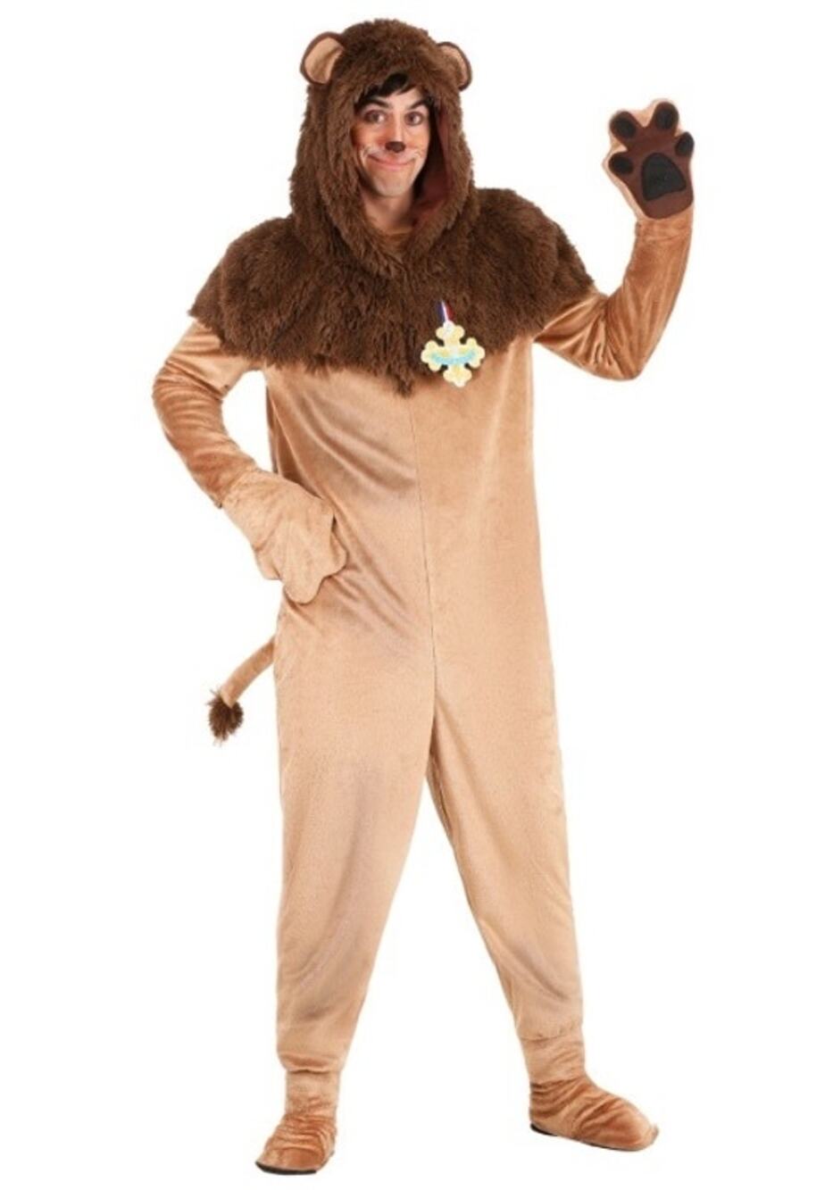 Menβs Wizard of Oz Cowardly Lion Jumpsuit Plus Size Costume - ADULT XXL / 2XL